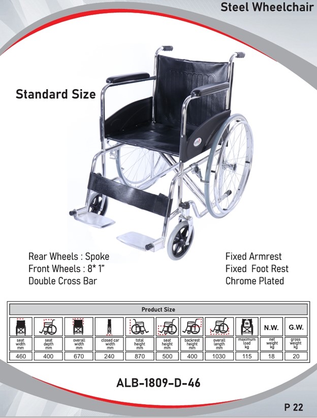 Steel wheelchair  I Standard size I  ALB-1809-D-46