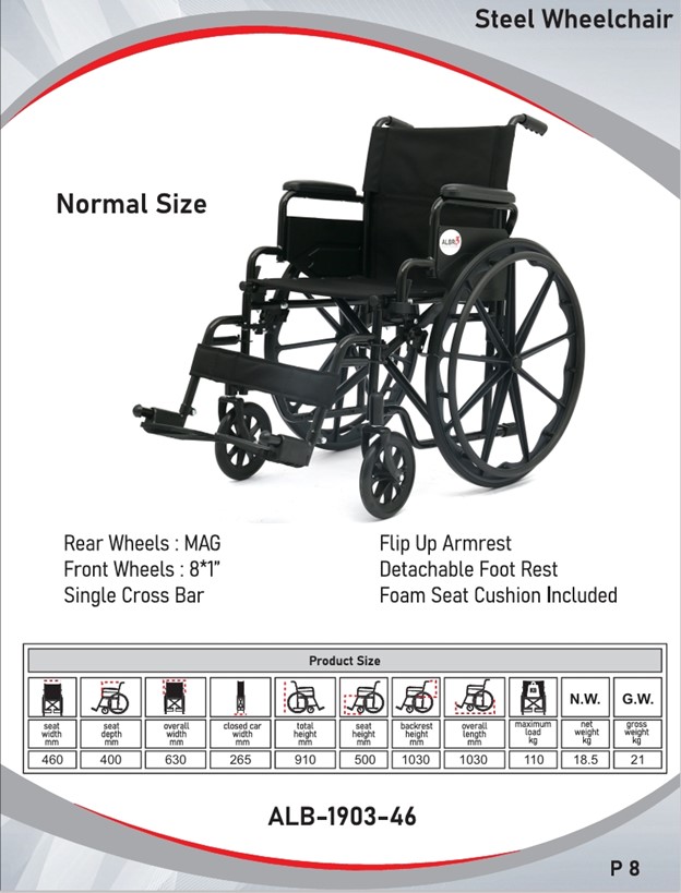 Steel wheelchair  I Narrow size I ALB-1903-46