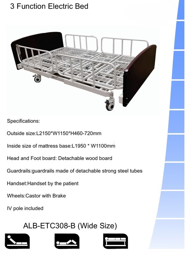 3 Function Electric Bed I ALB-ETC308-B I Wide Size I